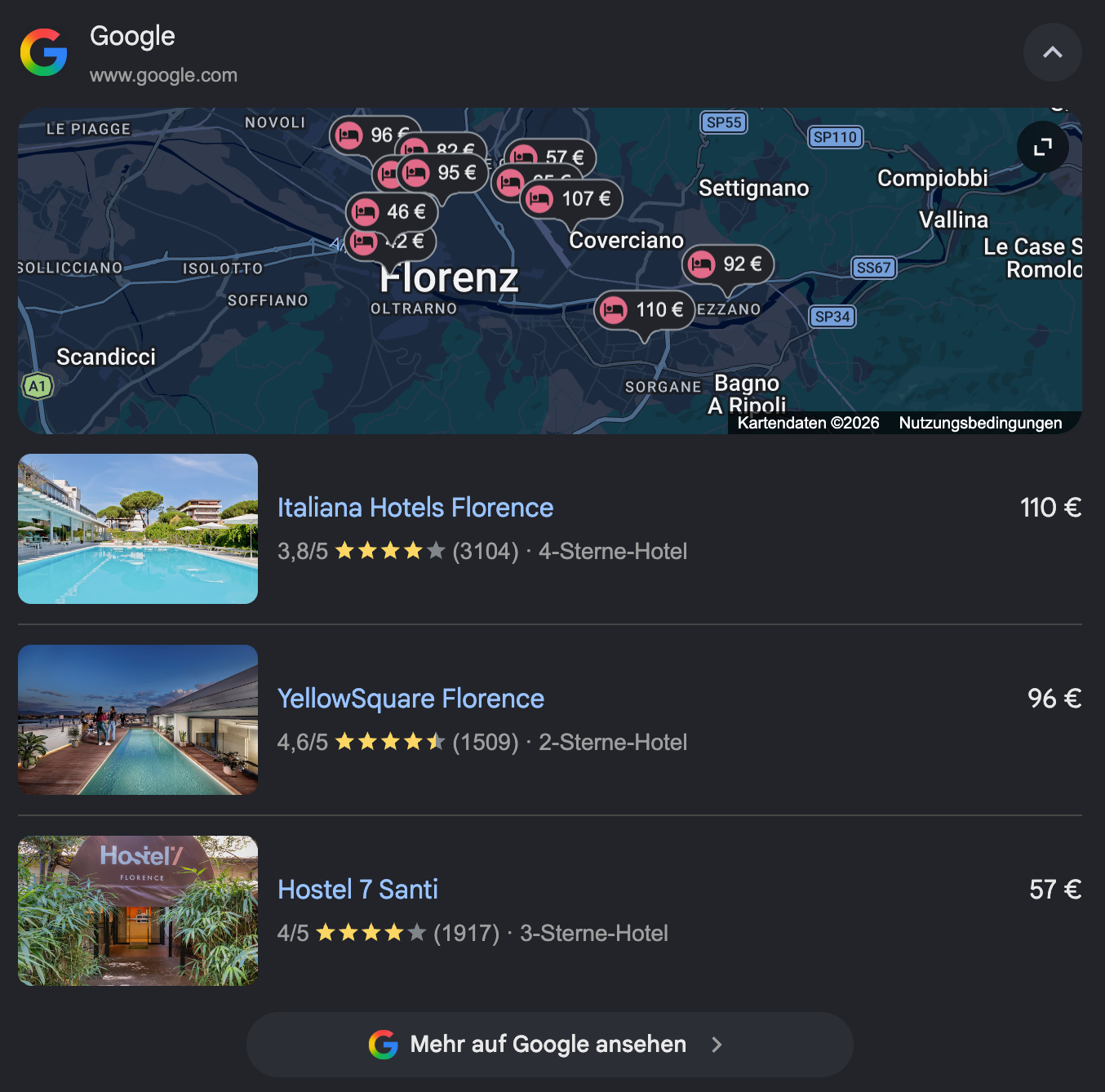 Google as one provider among several, in the same box as the others.