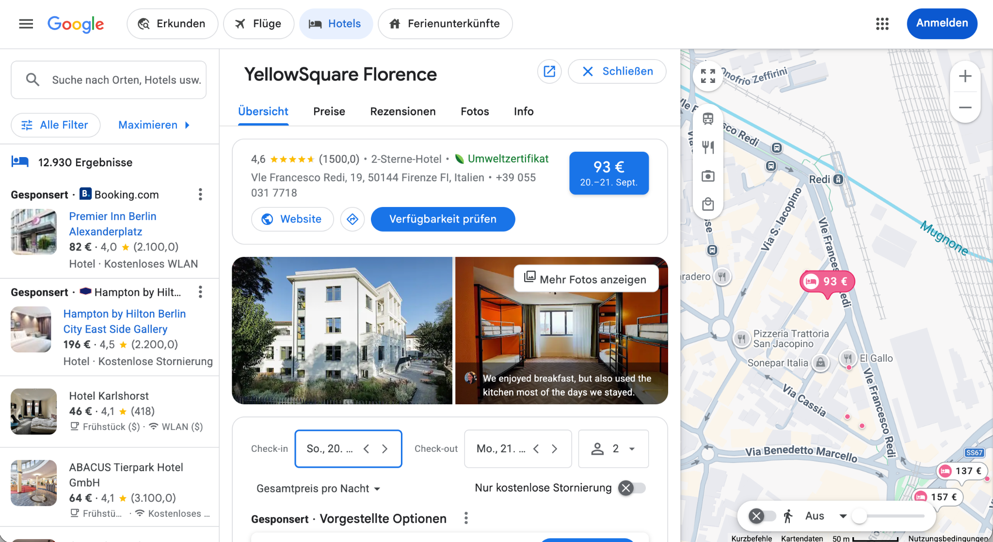 Google's immersive experience, reached the same way from Google's card.